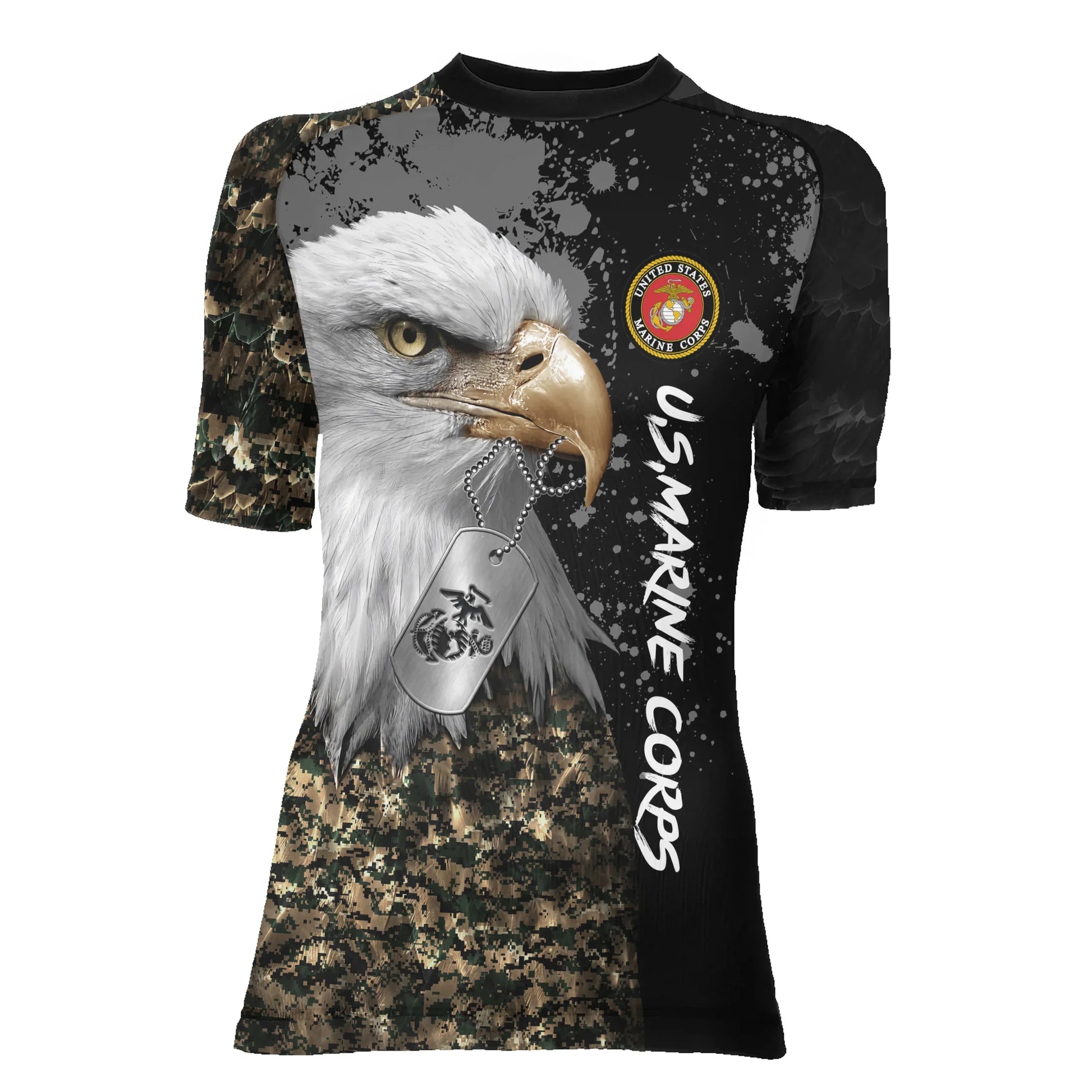 USMC Eagle Military Women's Short Sleeve Rash Guard