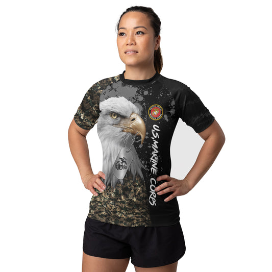 USMC Eagle Military Women's Short Sleeve Rash Guard