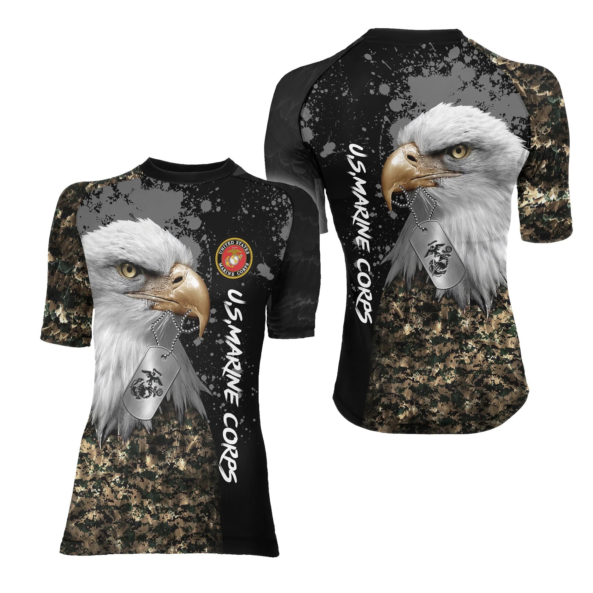 USMC Eagle Military Women's Short Sleeve Rash Guard