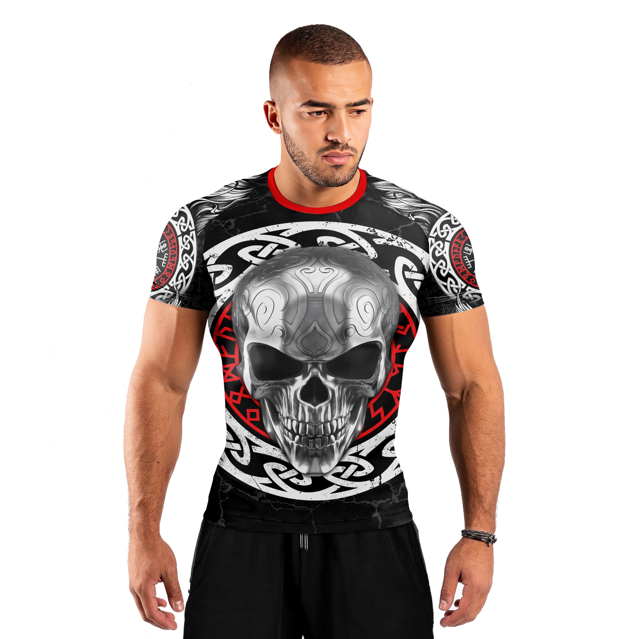 Vegvisir Skull Men's Short Sleeve Rash Guard