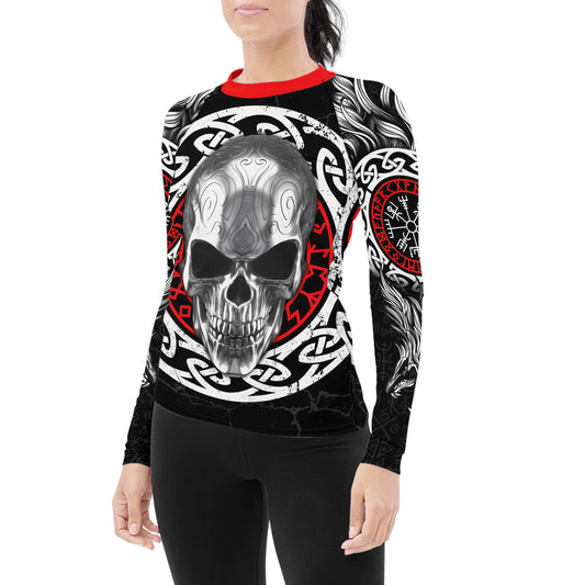 Vegvisir Skull Women's Long Sleeve Rash Guard