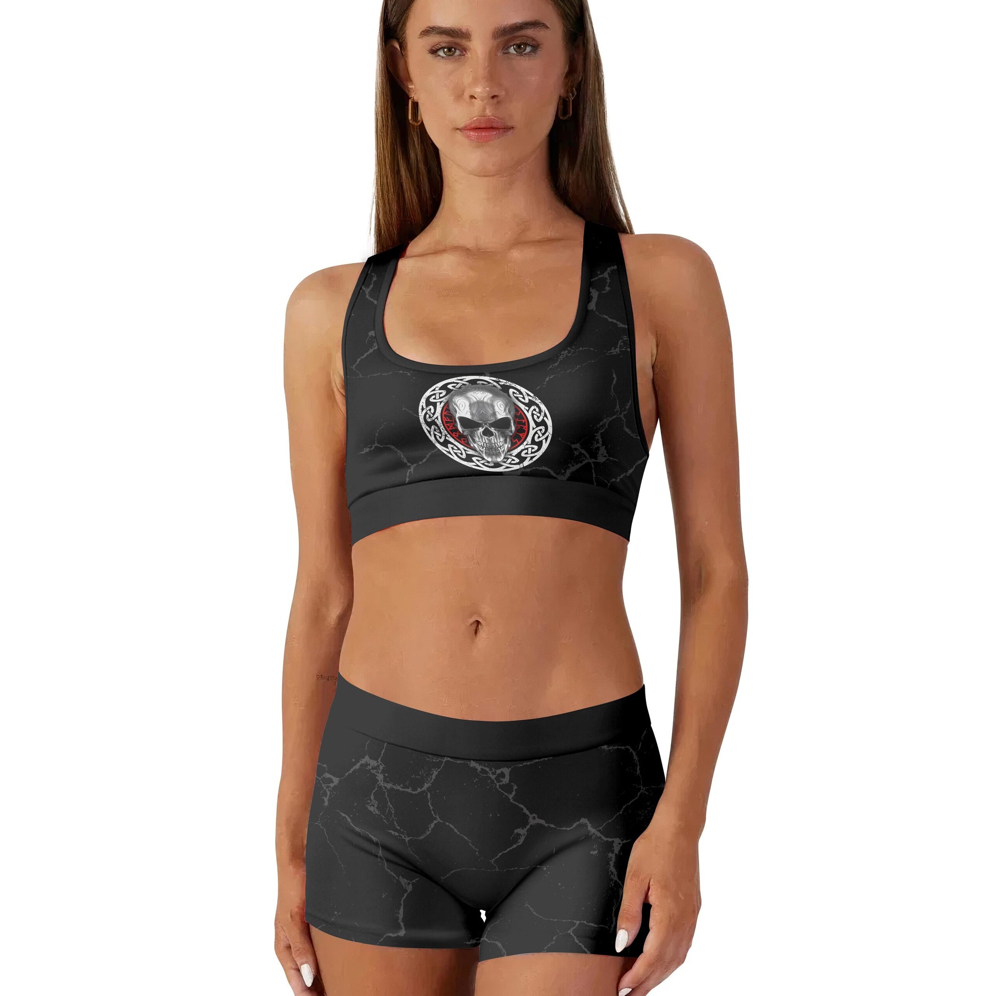 Vegvisir Skull Women's Padded Sports Bra
