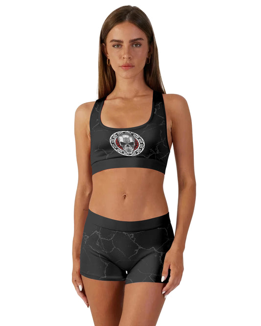 Vegvisir Skull Women's Padded Sports Bra