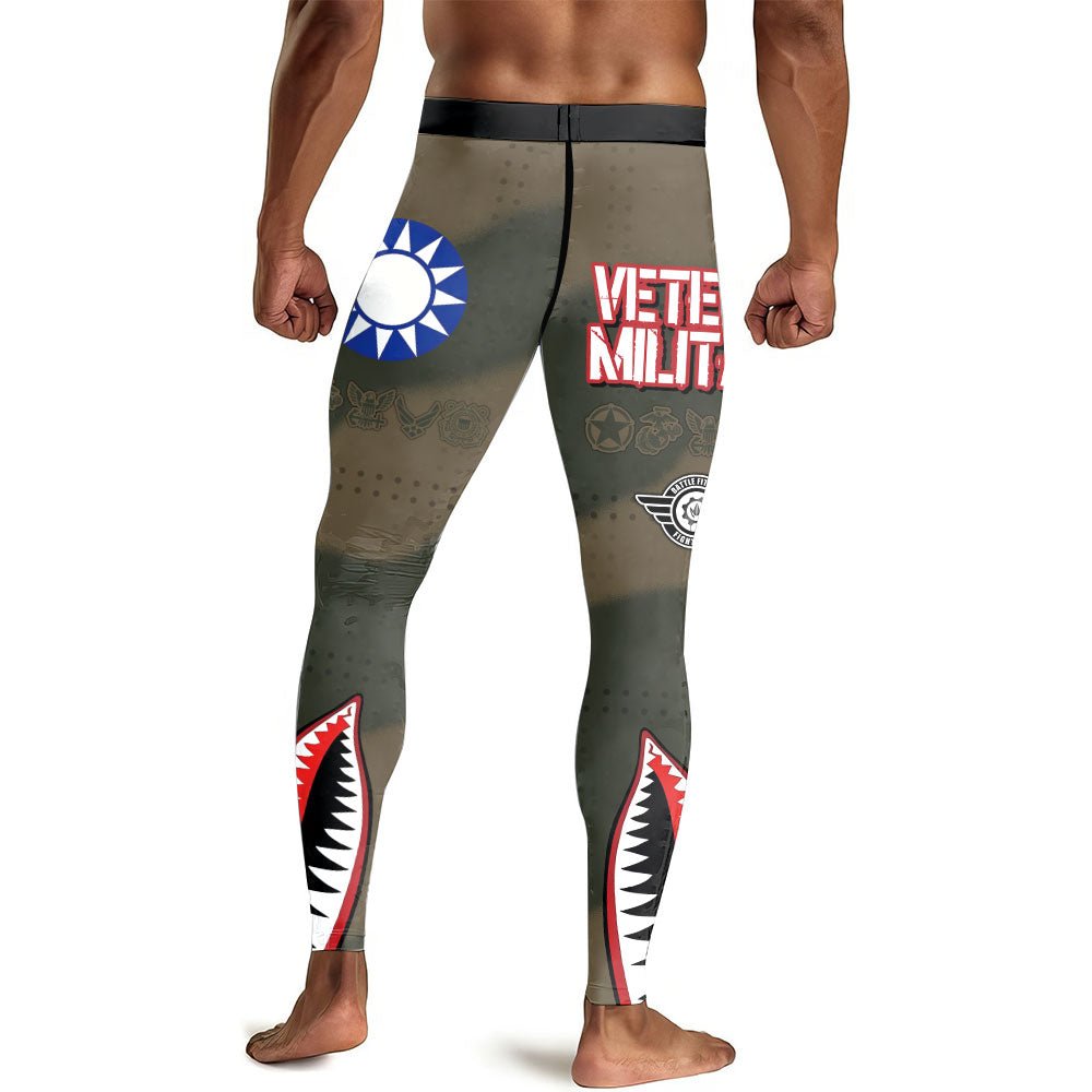 Veteran Airforce Flying Tiger Men's Compression Leggings - BattleFitGear