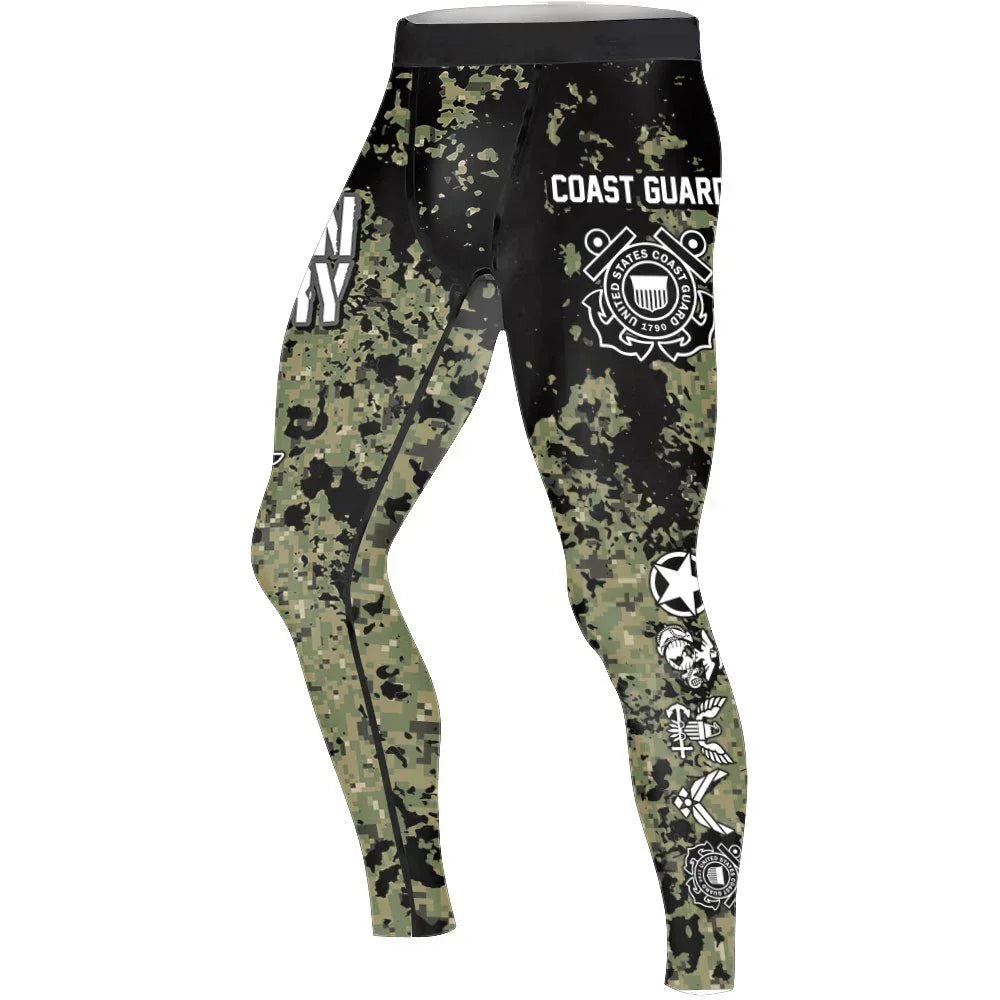 Coastline Compression Veteran Coast Guard Camouflage Men Compression Leggings | Yoga Tights