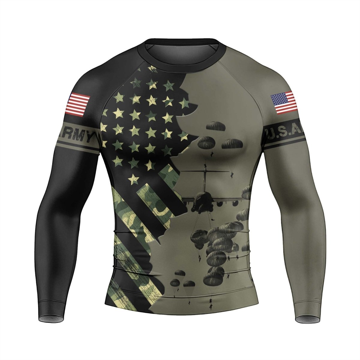 Veteran Military Parachutist Men's Long Sleeve Rash Guard - BattleFitGear