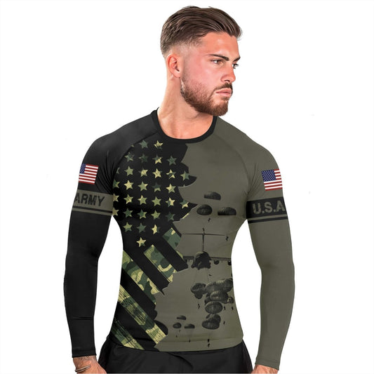 Veteran Military Parachutist Men's Long Sleeve Rash Guard - BattleFitGear