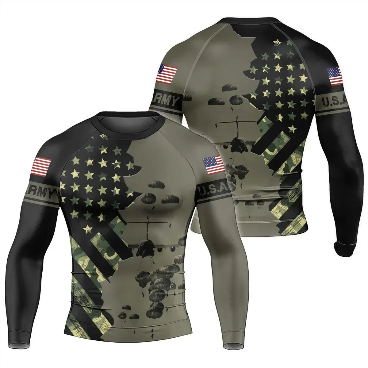 Veteran Military Parachutist Men's Long Sleeve Rash Guard | Rash Guard