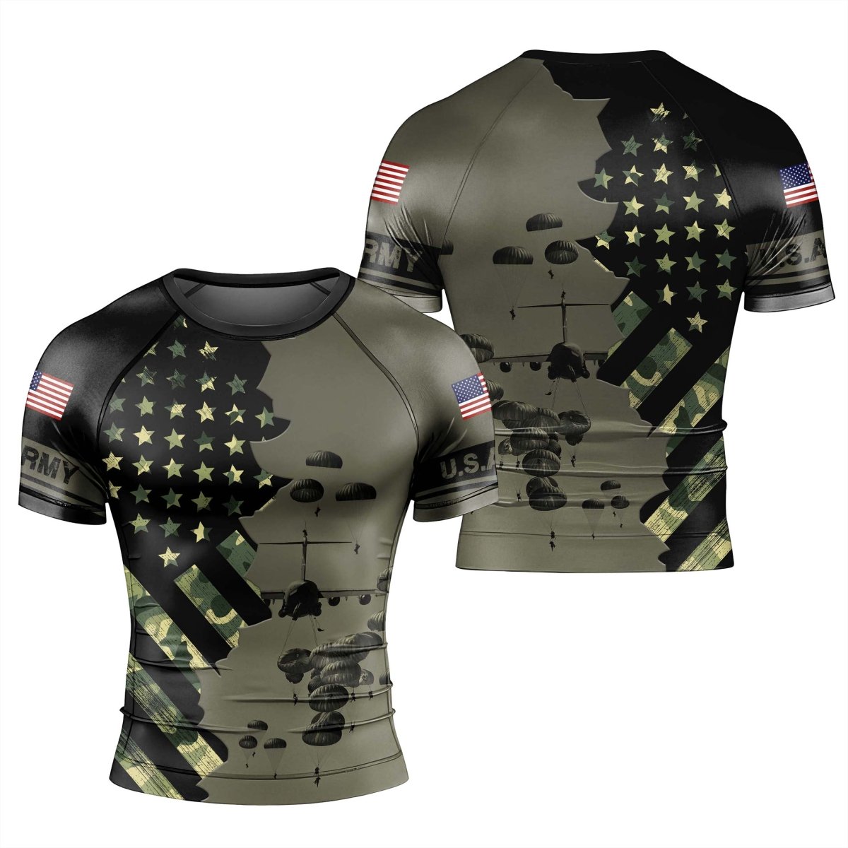 Veteran Military Parachutist Men's Short Sleeve Rash Guard - BattleFitGear