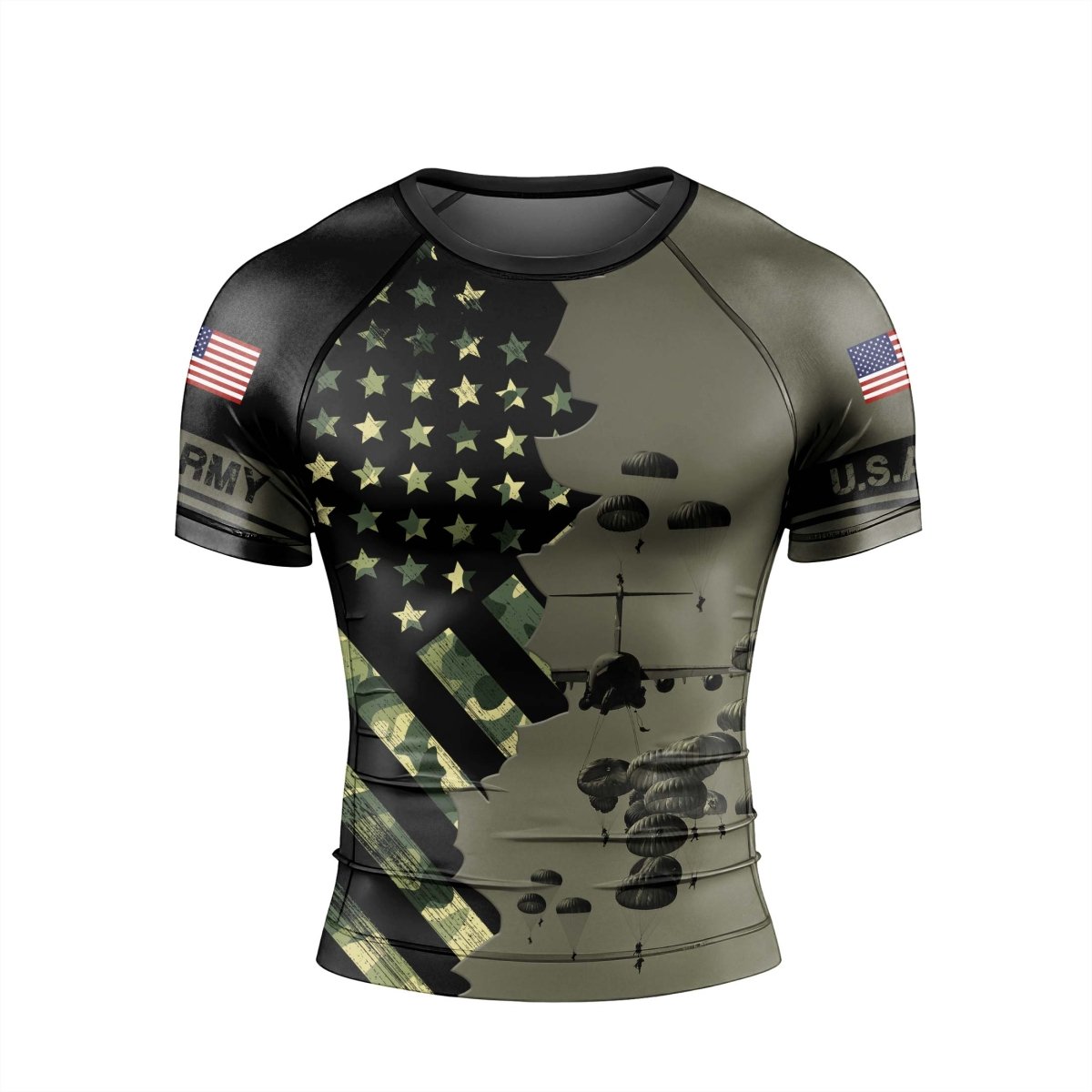 Veteran Military Parachutist Men's Short Sleeve Rash Guard - BattleFitGear