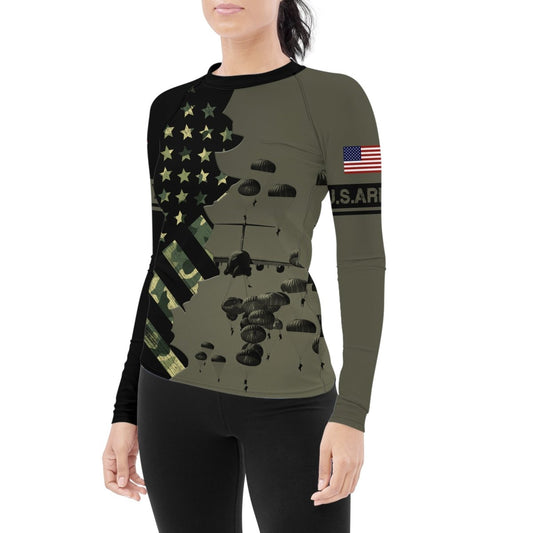 Veteran Military Parachutist Women's Long Sleeve Rash Guard - BattleFitGear