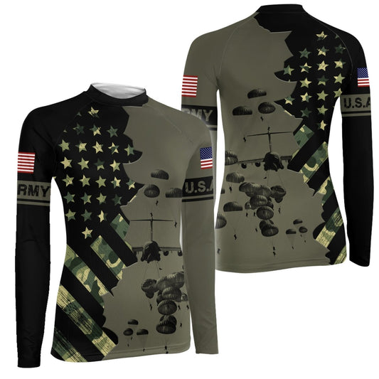 Veteran Military Parachutist Women's Long Sleeve Rash Guard - BattleFitGear