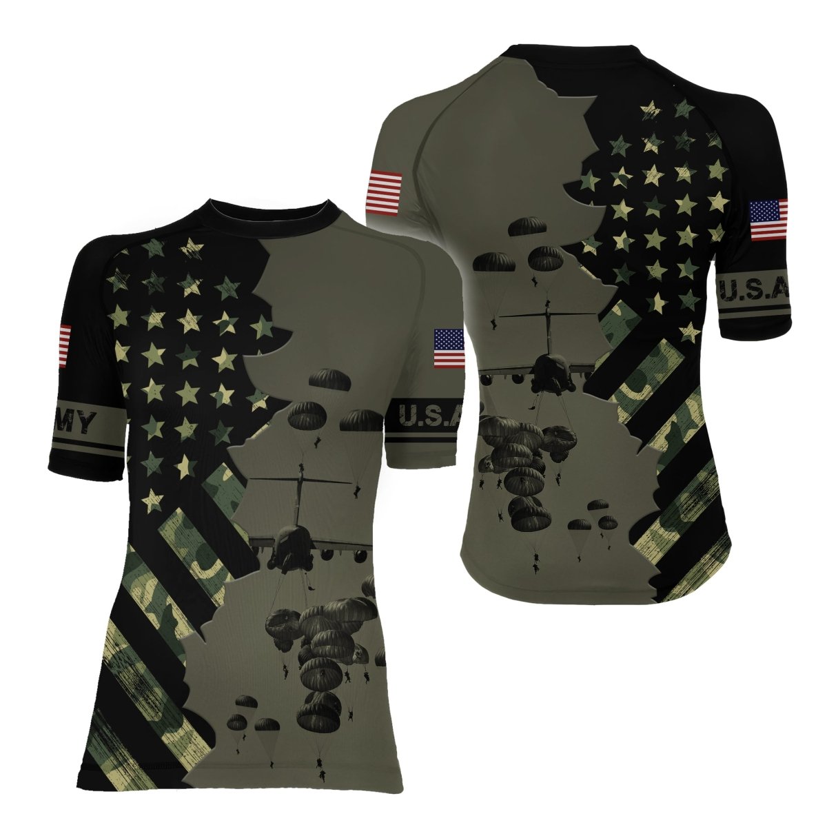 Veteran Military Parachutist Women's Short Sleeve Rash Guard - BattleFitGear