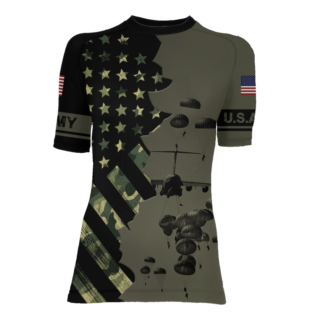 Veteran Military Parachutist Women's Short Sleeve Rash Guard - BattleFitGear