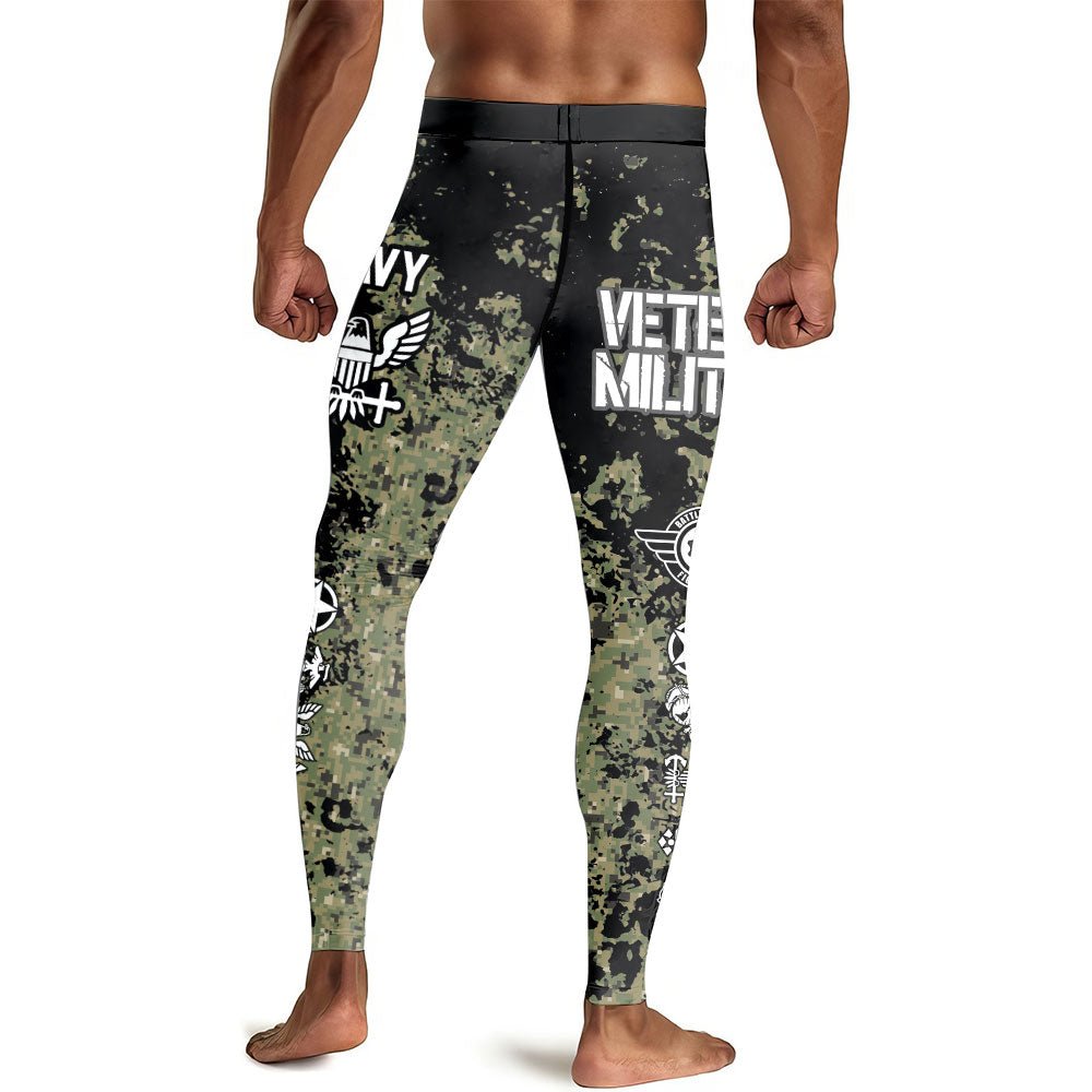 Veteran Navy Camouflage Men's Compression Leggings - BattleFitGear