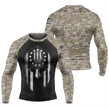 Veteran Spartan Soldier Men's Long Sleeve Rash Guard - BattleFitGear