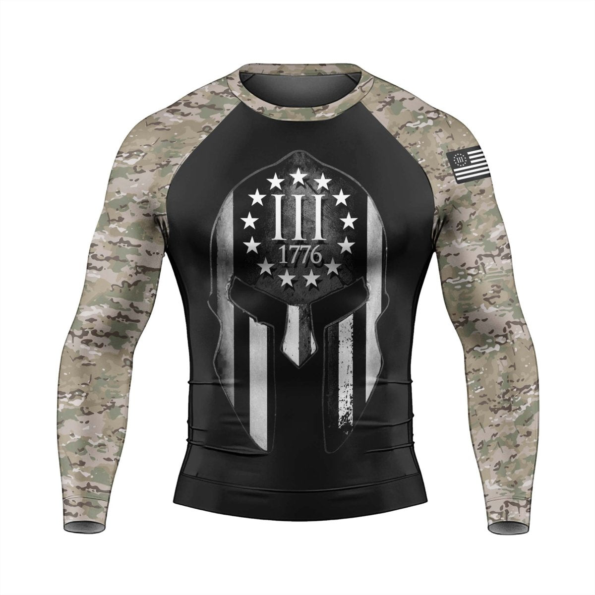 Veteran Spartan Soldier Men's Long Sleeve Rash Guard - BattleFitGear