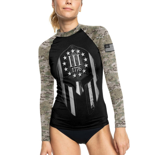 Veteran Spartan Soldier Women's Long Sleeve Rash Guard - BattleFitGear