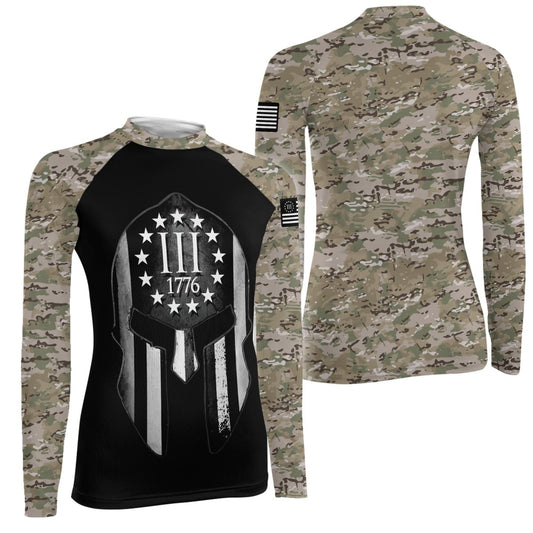 Veteran Spartan Soldier Women's Long Sleeve Rash Guard - BattleFitGear