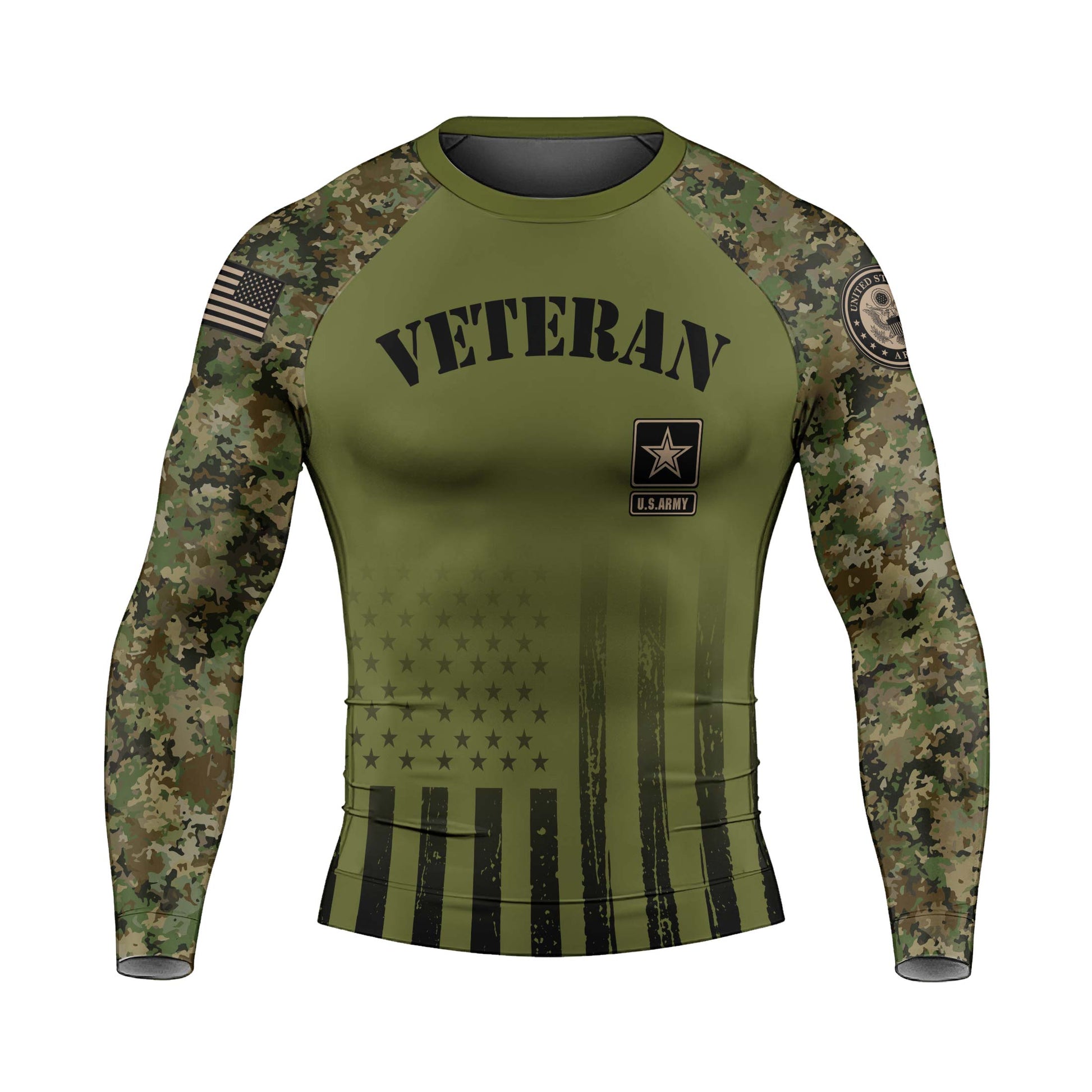 Veteran US Army Men's Long Sleeve Rash Guard