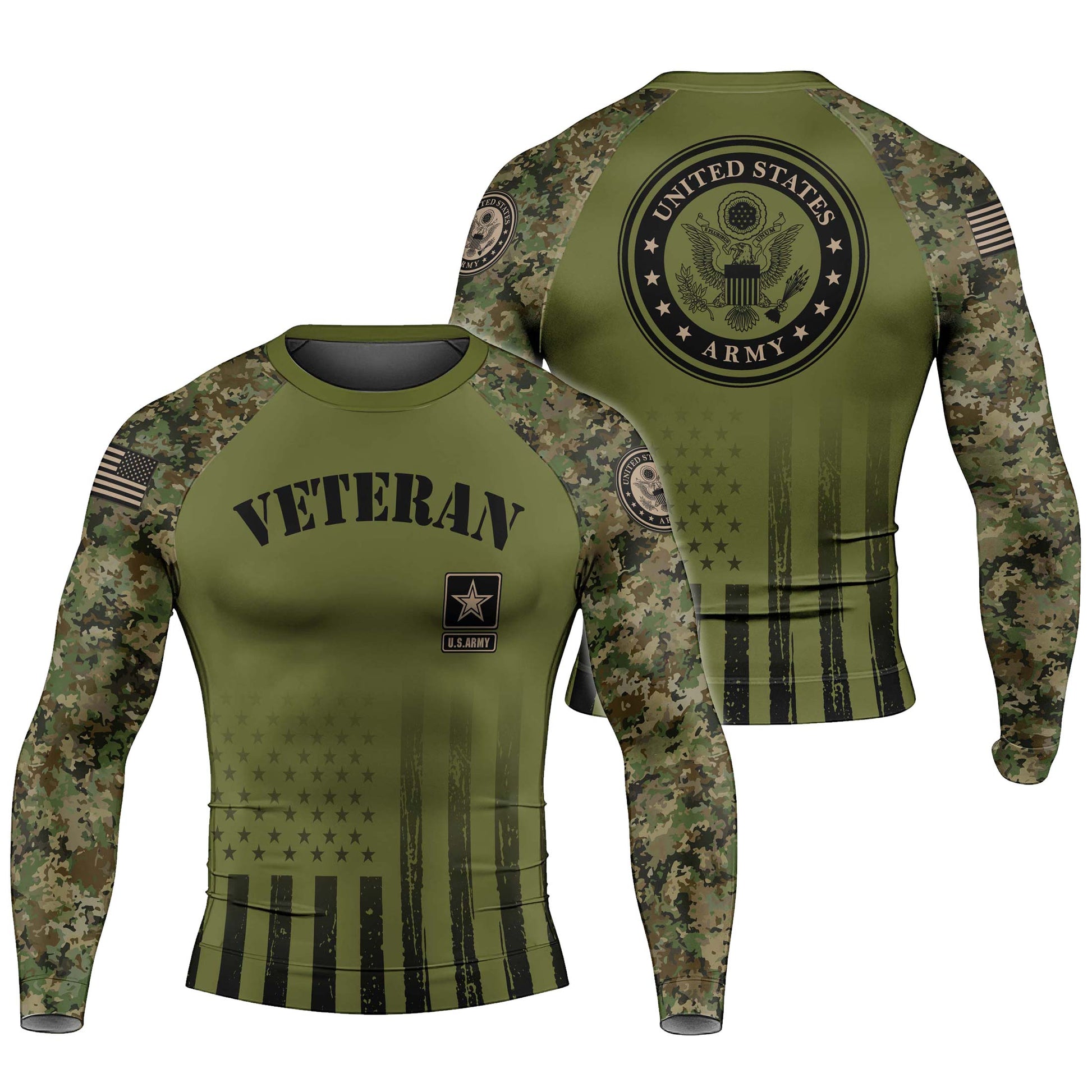 Veteran US Army Men's Long Sleeve Rash Guard