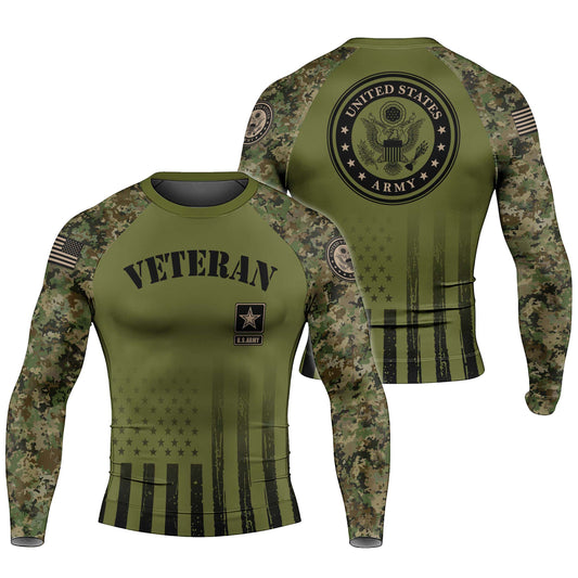 Veteran US Army Men's Long Sleeve Rash Guard