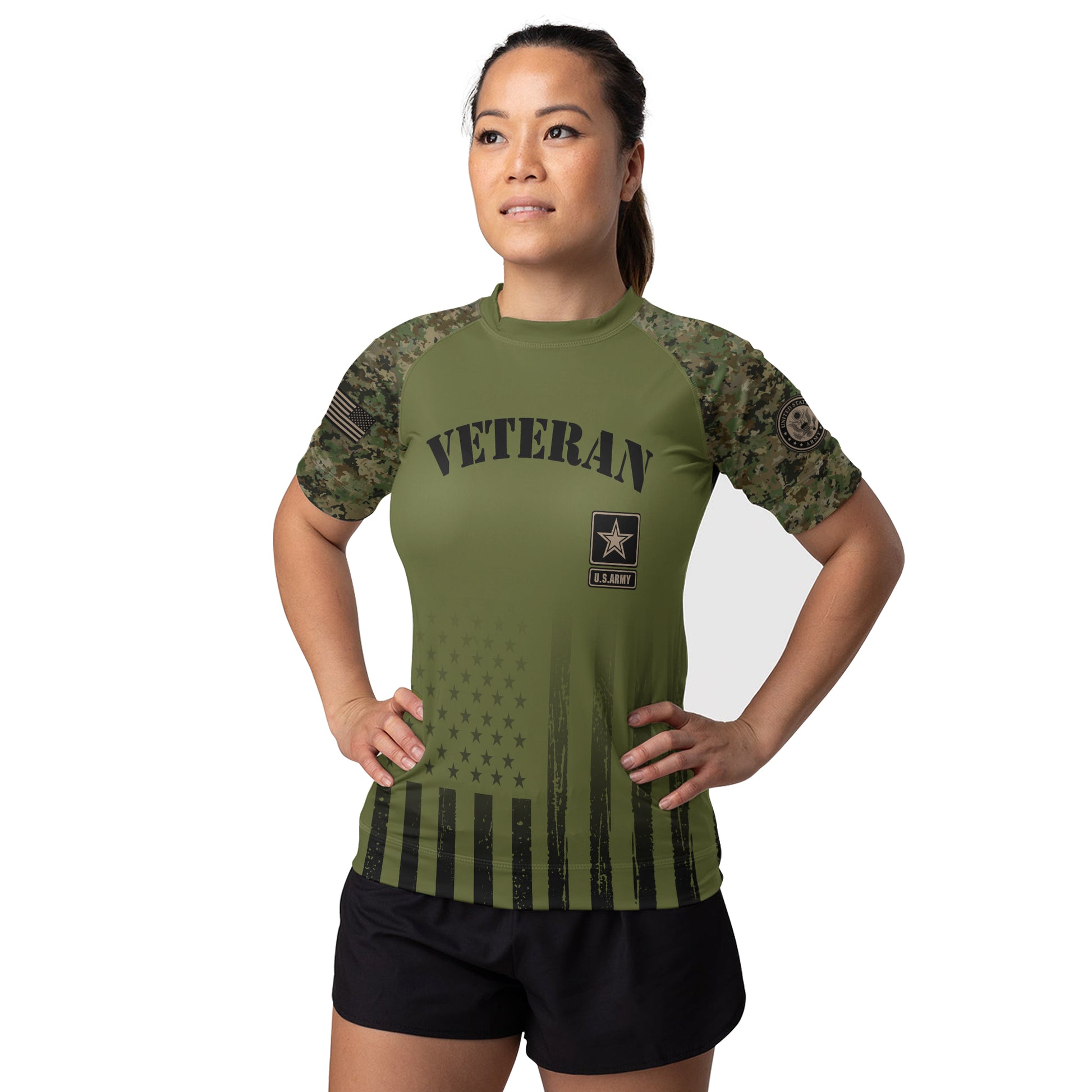 Veteran US Army Women's Short Sleeve Rash Guard