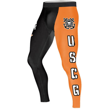 Veteran USCG Football Men's Compression Leggings - BattleFitGear