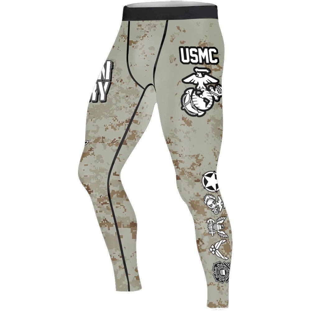 Veteran USMC Uniform Men's Compression Leggings - BattleFitGear