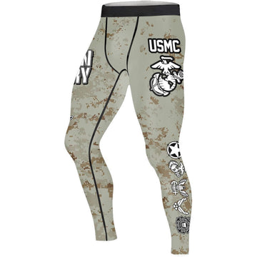 Veteran USMC Uniform Men's Compression Leggings - BattleFitGear