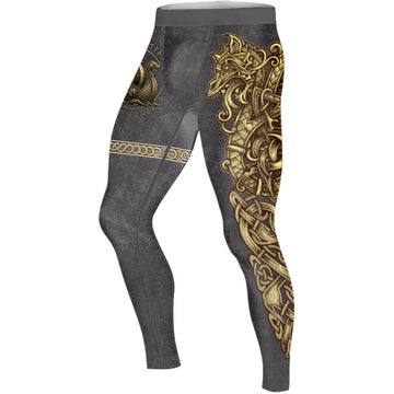 Viking Golden Dragon Men's Compression Leggings