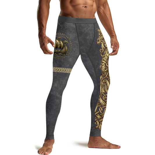 Viking Golden Dragon Men's Compression Leggings