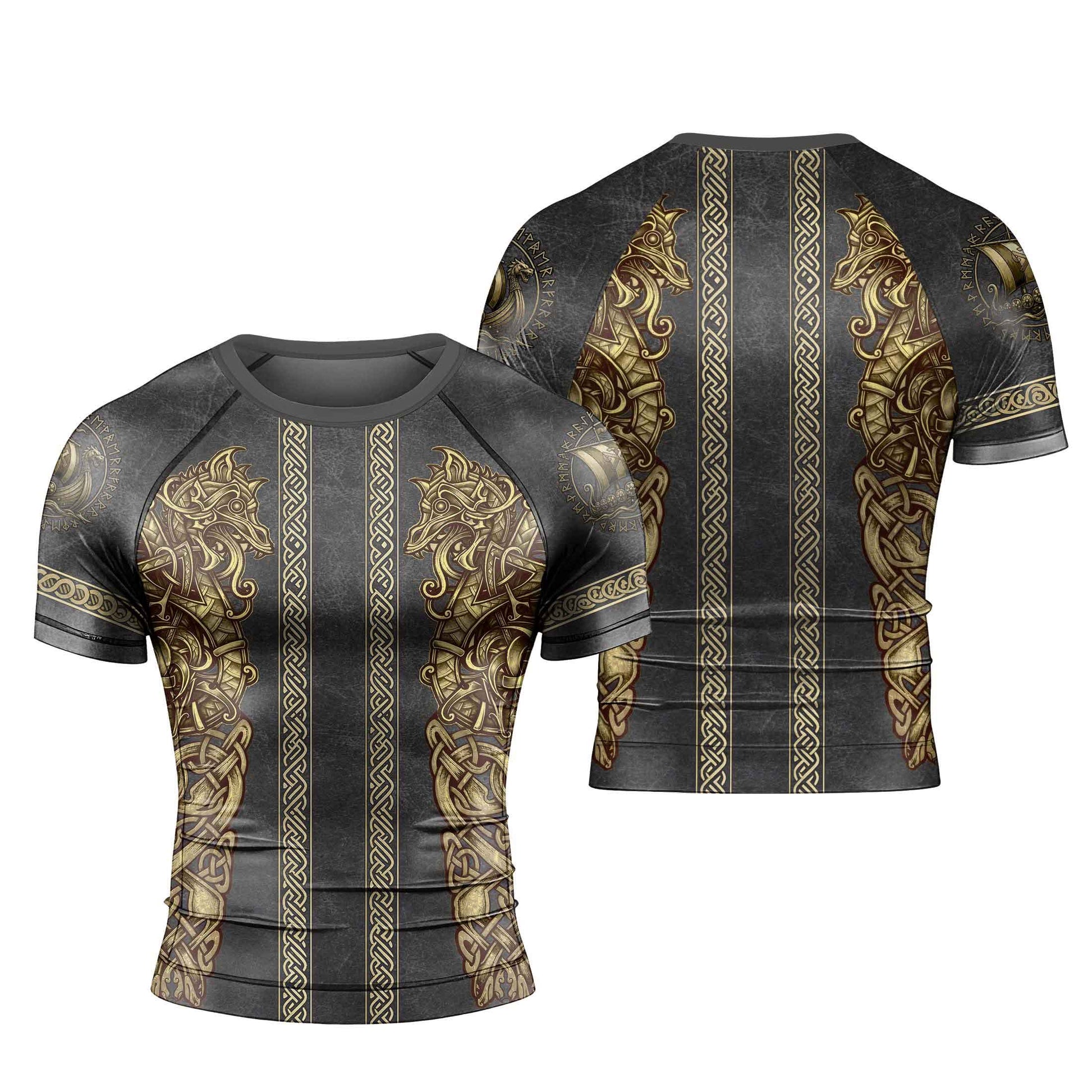 Viking Golden Dragon Men's Short Sleeve Rash Guard