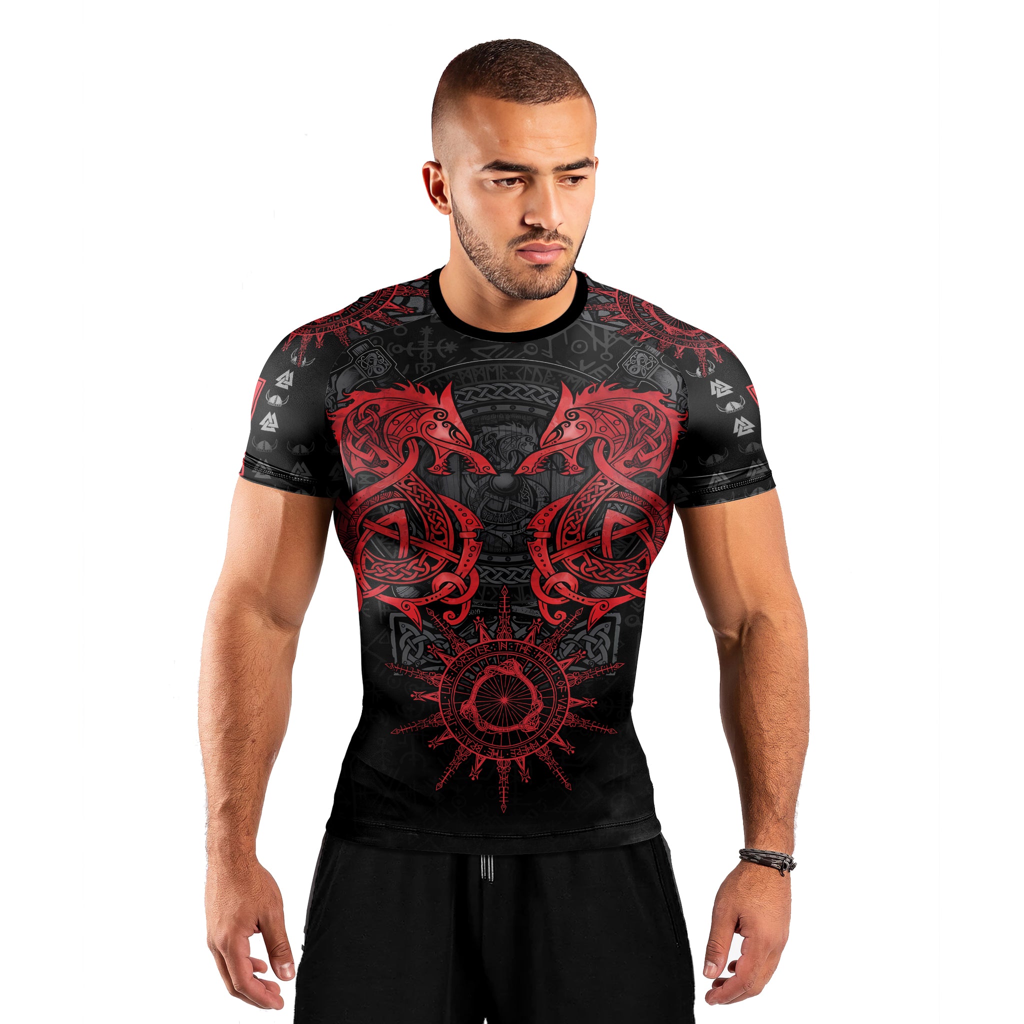 Viking Red Dragon Men's Short Sleeve Rash Guard