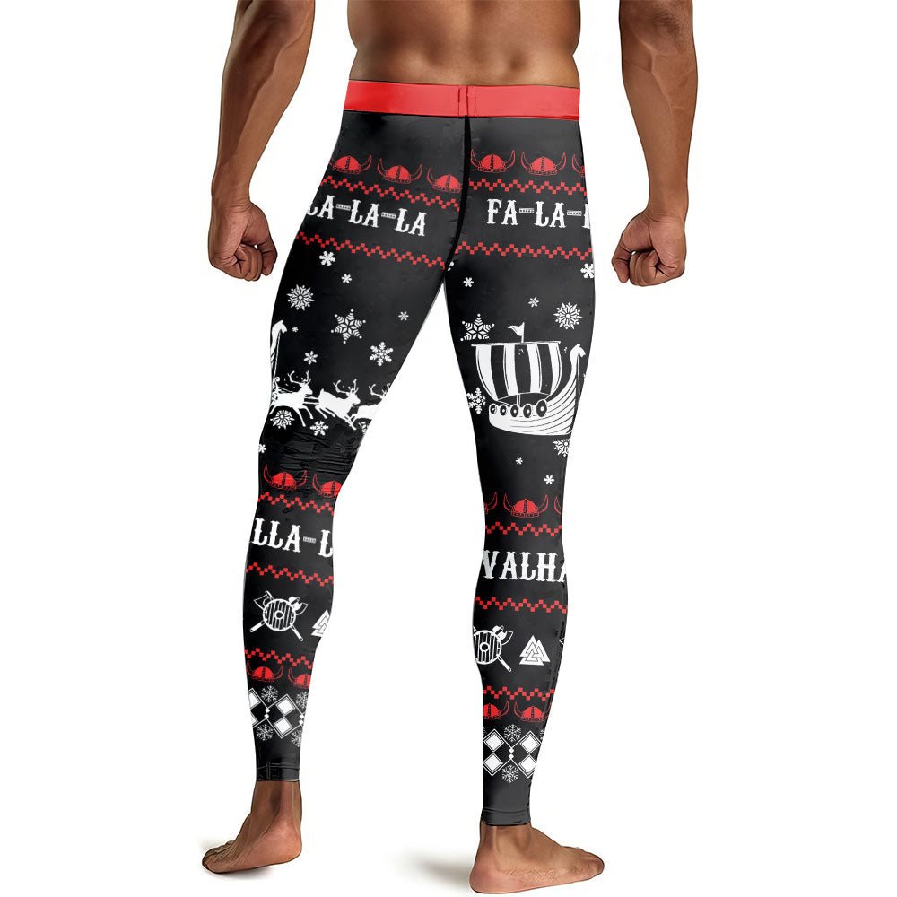 Viking Santa's Sleigh Men's Compression Leggings - BattleFitGear