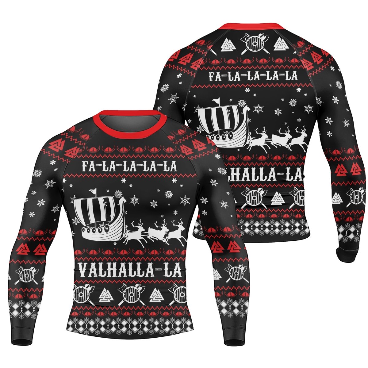 Viking Santa's Sleigh Men's Long Sleeve Rash Guard - BattleFitGear
