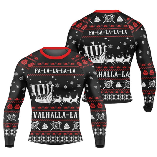 Viking Santa's Sleigh Men's Long Sleeve Rash Guard - BattleFitGear