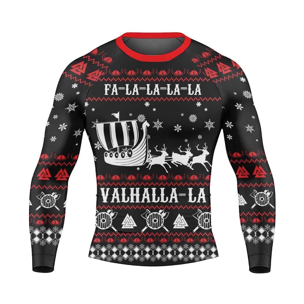 Viking Santa's Sleigh Men's Long Sleeve Rash Guard - BattleFitGear