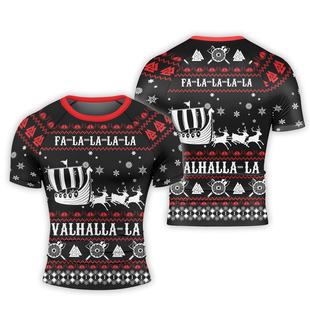 Viking Santa's Sleigh Men's Short Sleeve Rash Guard - BattleFitGear