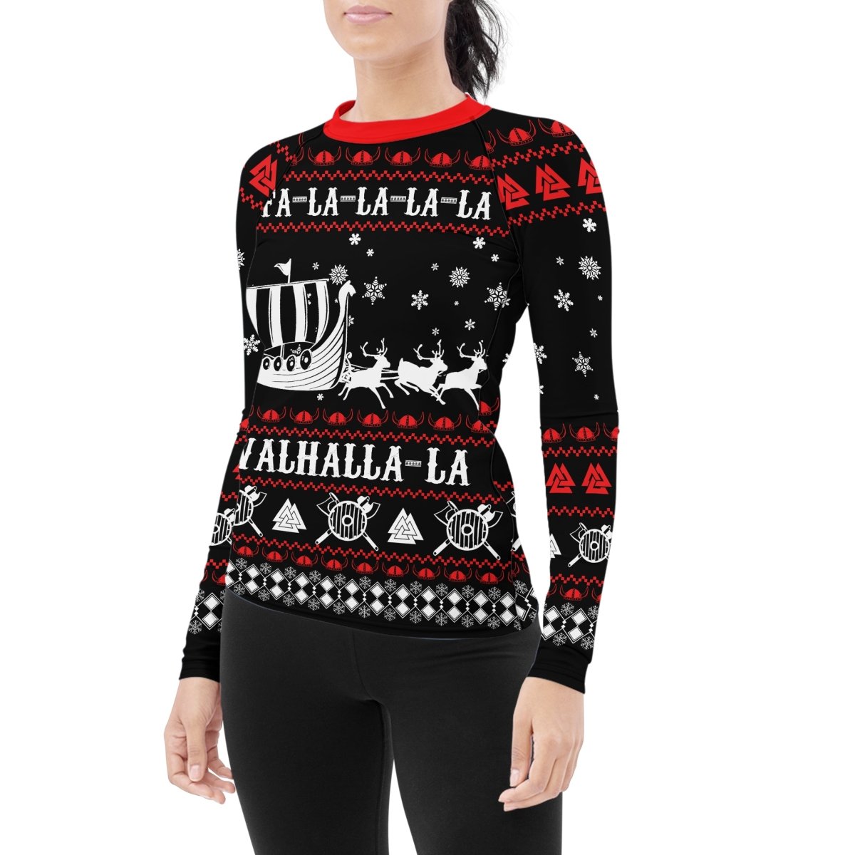 Viking Santa's Sleigh Women's Long Sleeve Rash Guard - BattleFitGear