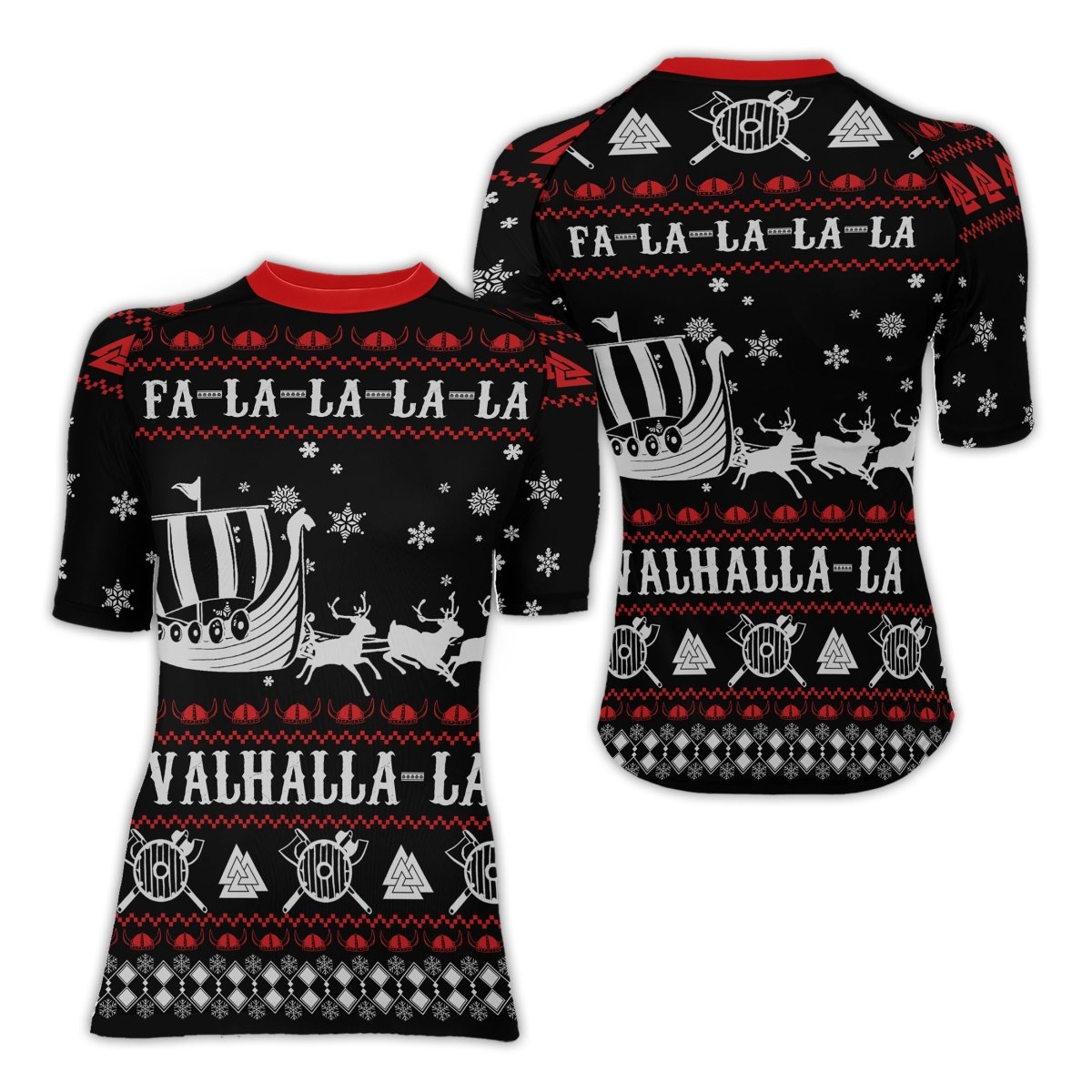 Viking Santa's Sleigh Women's Short Sleeve Rash Guard - BattleFitGear