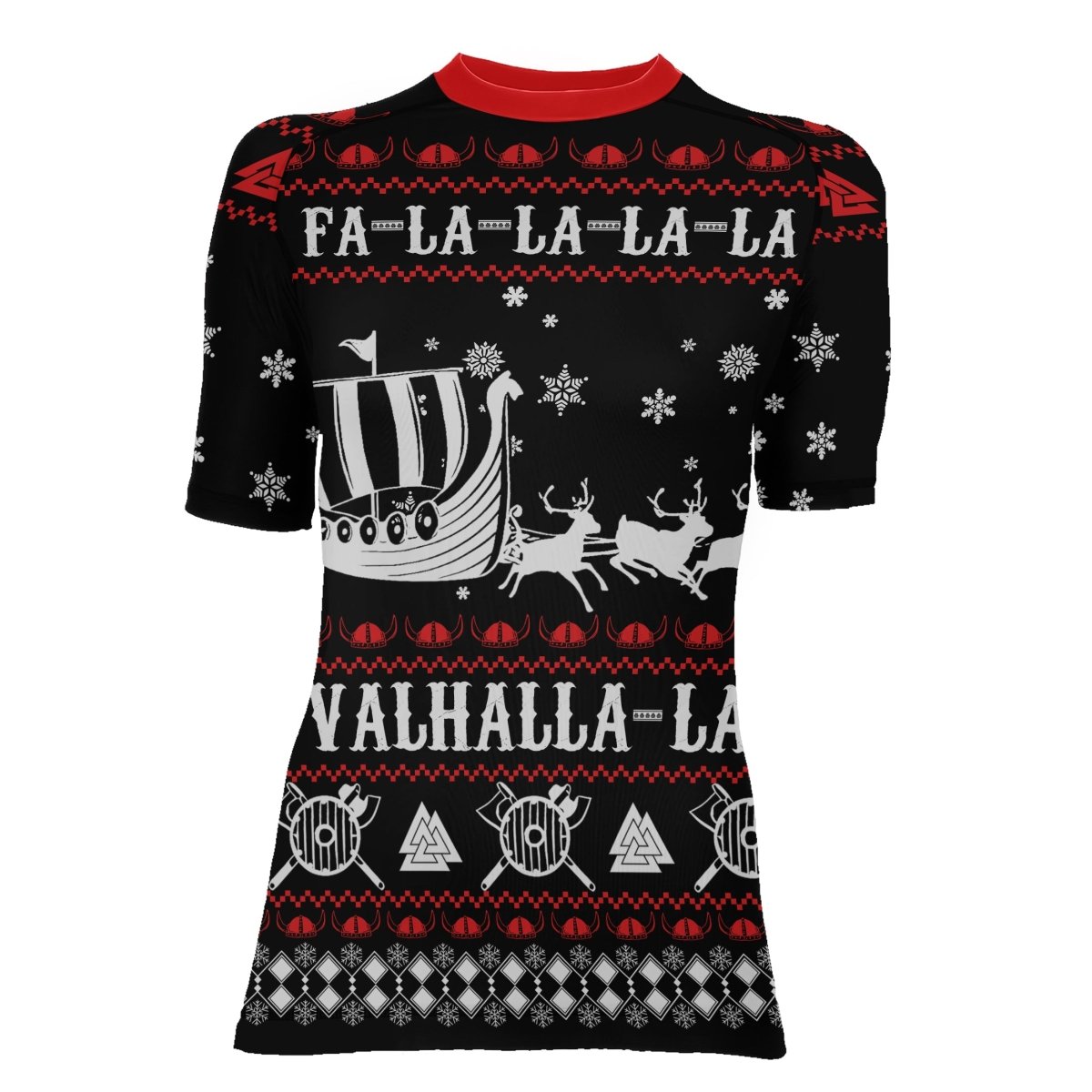 Viking Santa's Sleigh Women's Short Sleeve Rash Guard - BattleFitGear