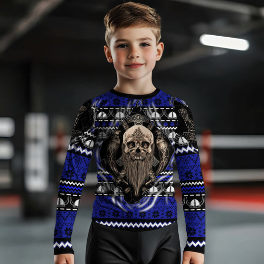 Viking Skull Inside Kids Rash Guard