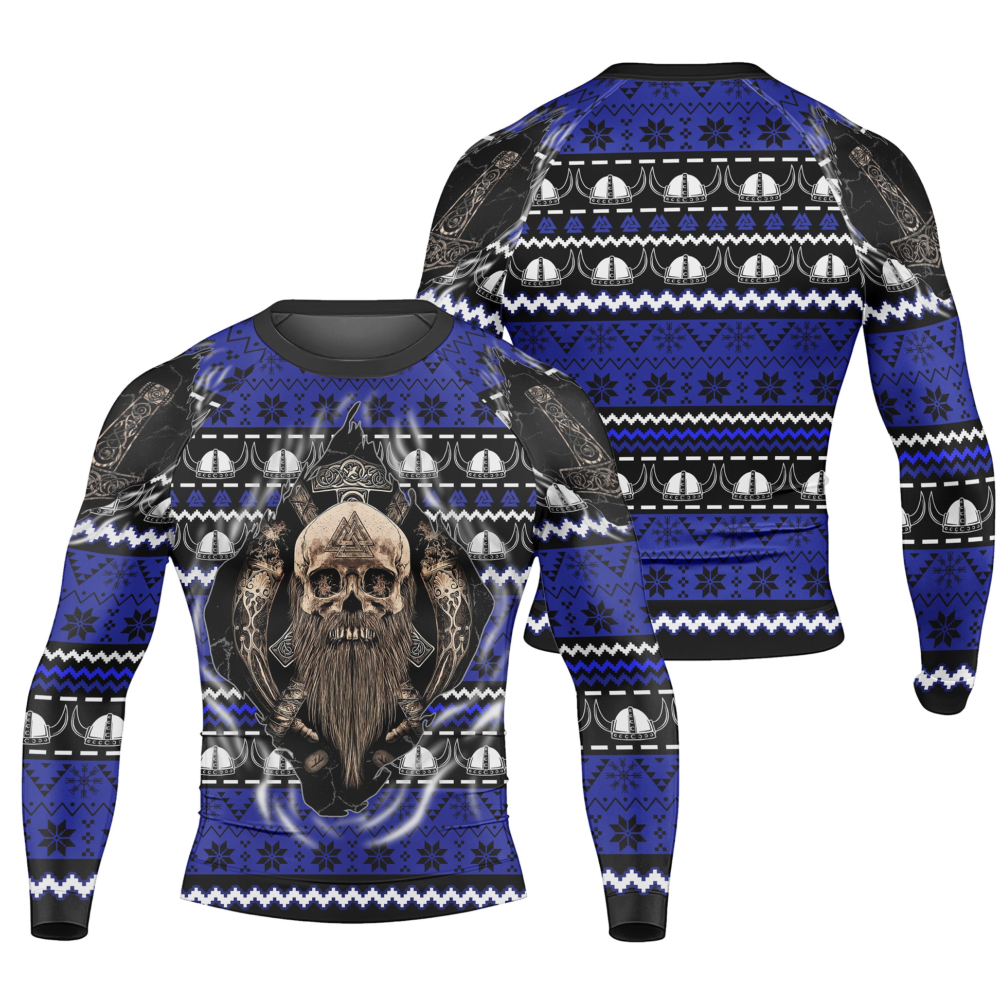 Viking Skull Inside Men's Long Sleeve Rash Guard