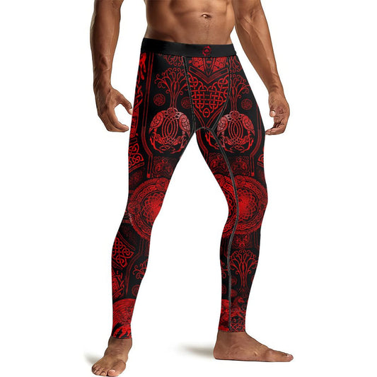 Viking Suncatcher Red Men's Compression Leggings - BattleFitGear