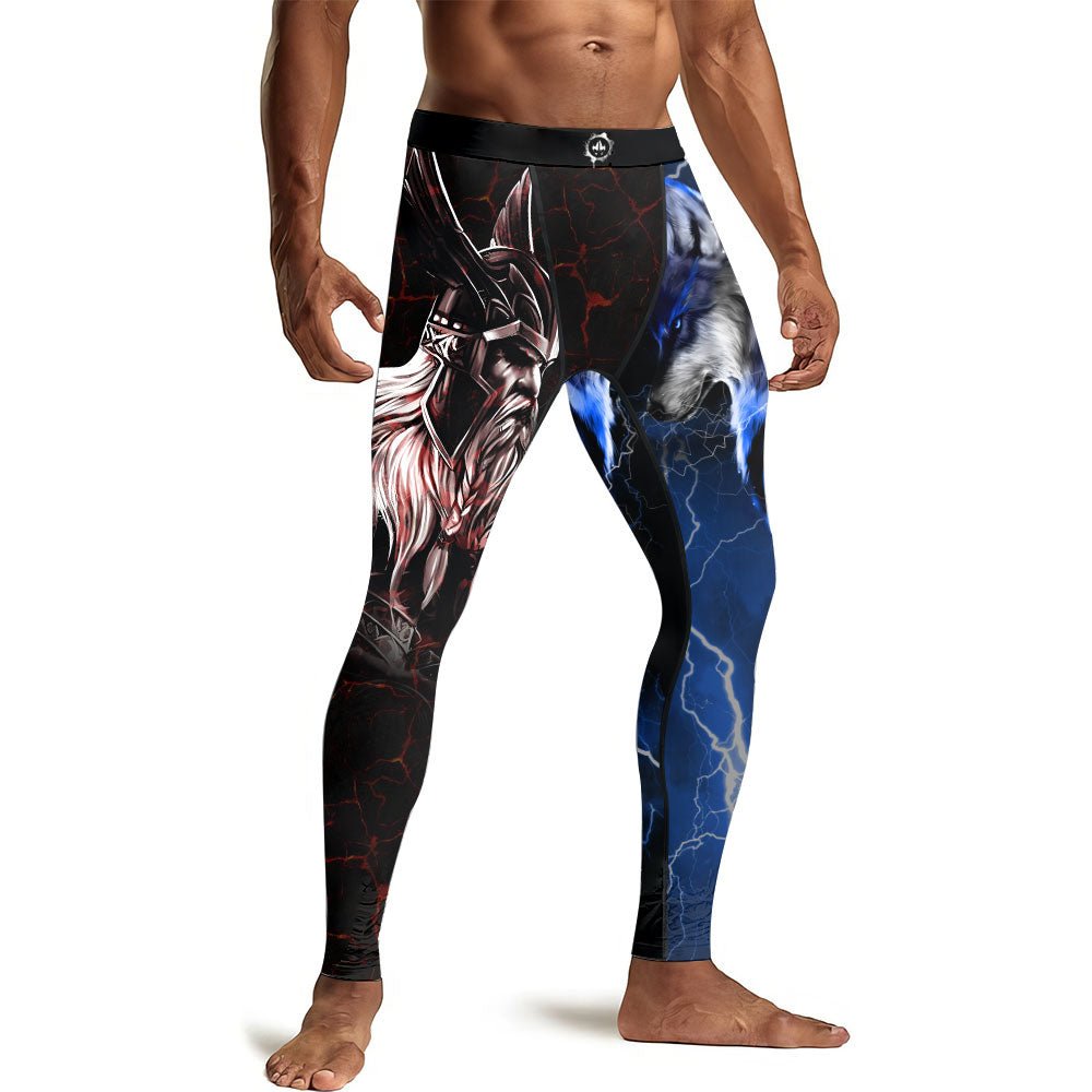 Viking Versus Wolf Men's Compression Leggings - BattleFitGear