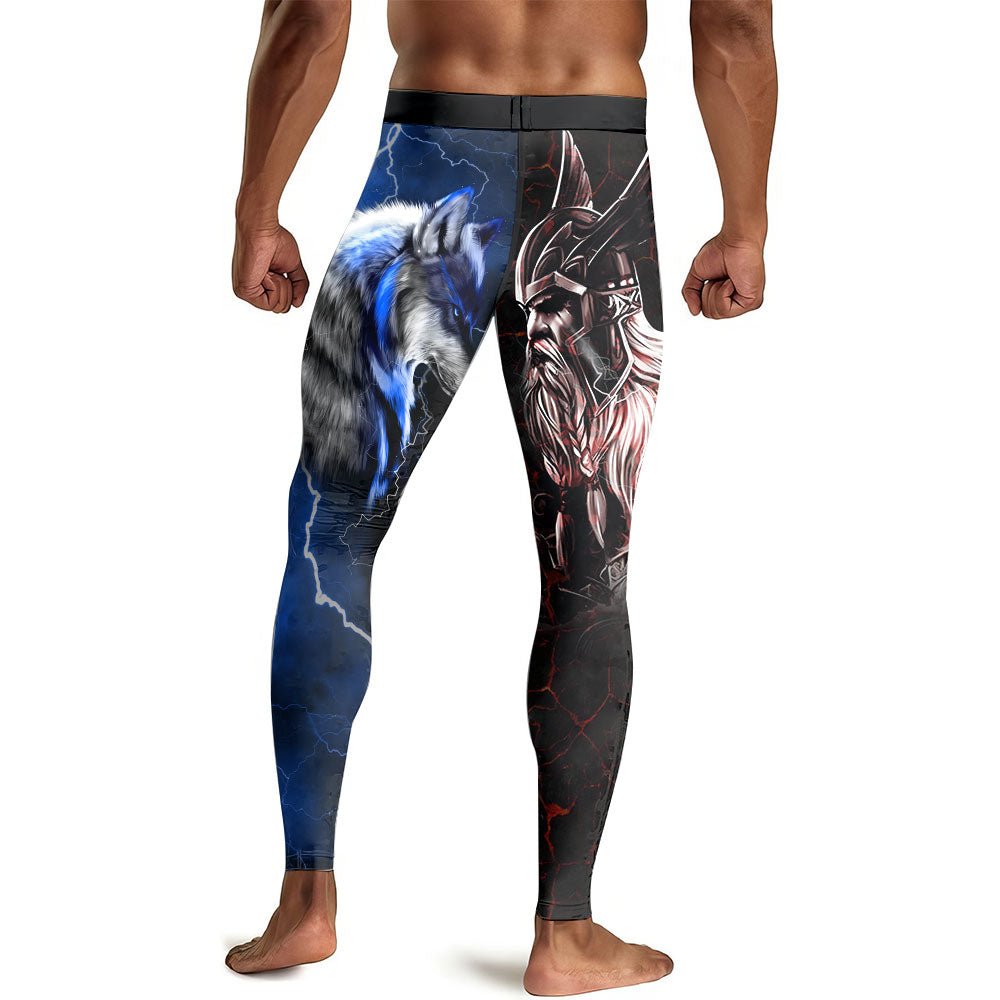 Viking Versus Wolf Men's Compression Leggings - BattleFitGear