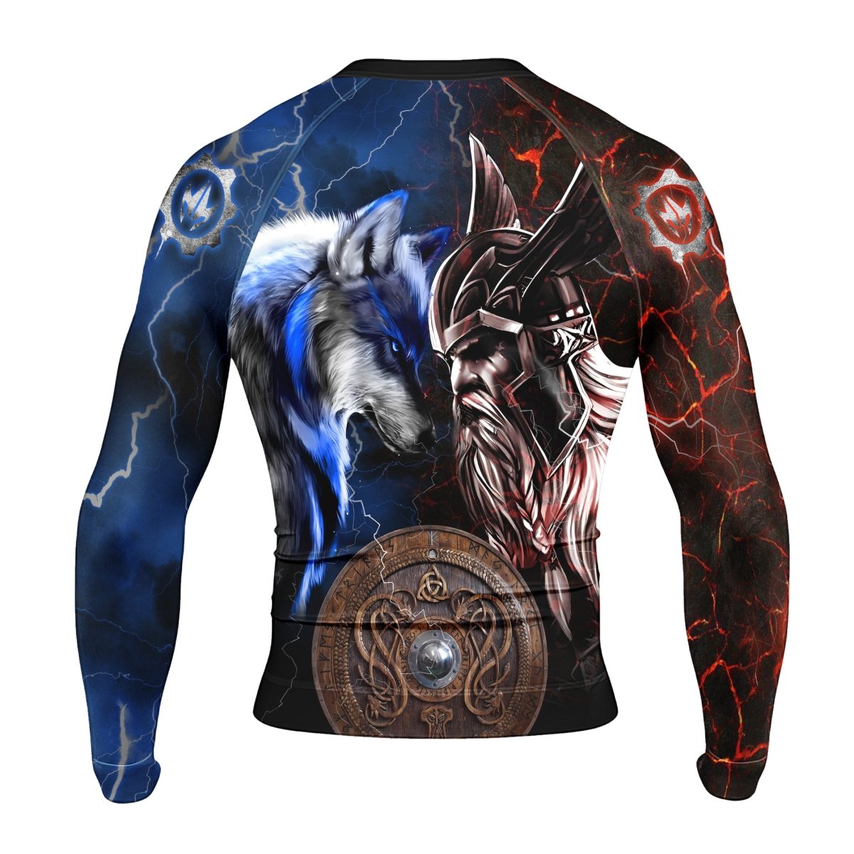 Viking Versus Wolf Men's Long Sleeve Rash Guard - BattleFitGear