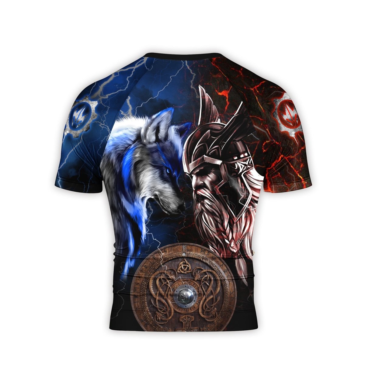 Viking Versus Wolf Men's Short Sleeve Rash Guard - BattleFitGear