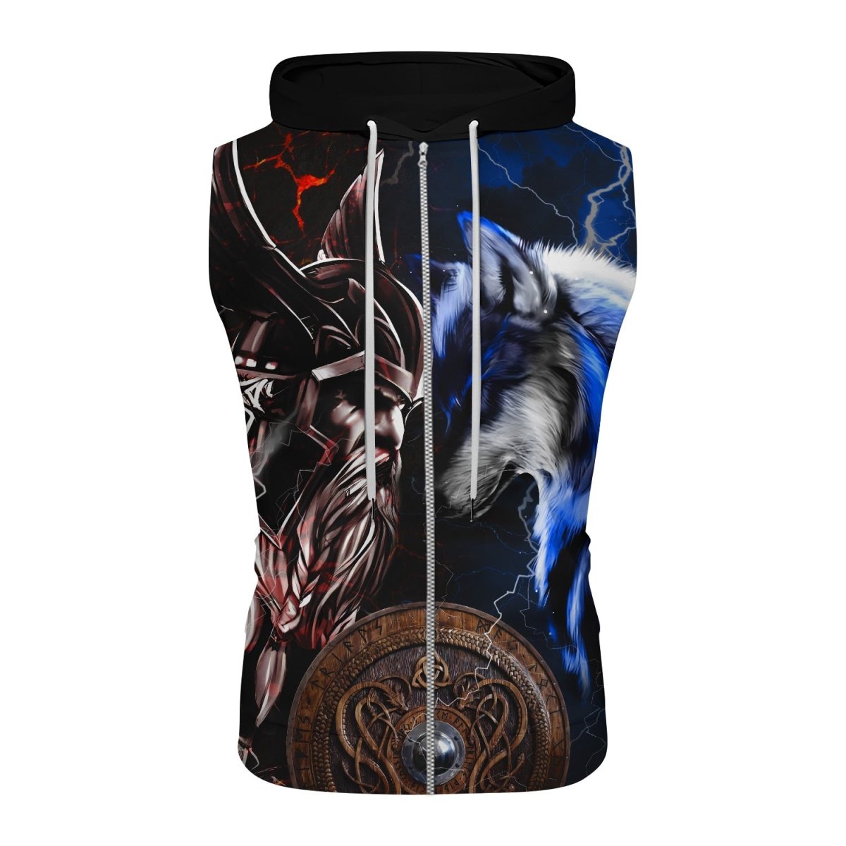 Viking Versus Wolf Sleeveless Pullover & Zip Hoodie - BattleFitGear